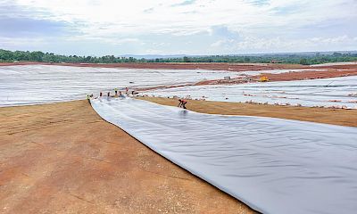 Tailings storage facility HDPE lining installation - July 2022