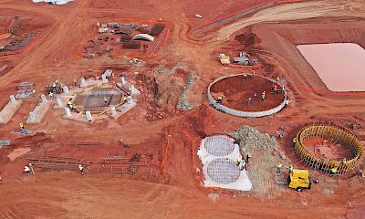 Thickener and water services area foundation construction - July 2022