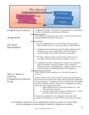 Thumbnail for Middle School Compare Contrast Literary Essay Sample