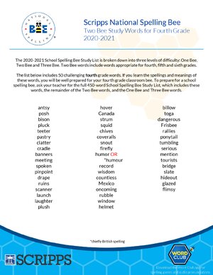 Thumbnail for Two Bee Study Words for Fourth Grade