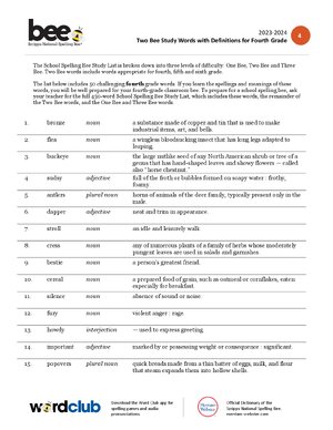 Thumbnail for Words with Definitions for Fourth Grade