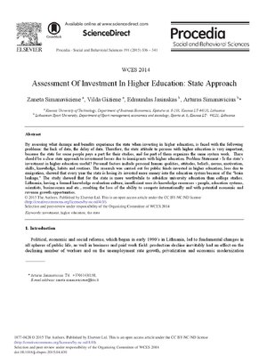 Thumbnail for Assessment Of Investment In Higher Education: State Approach