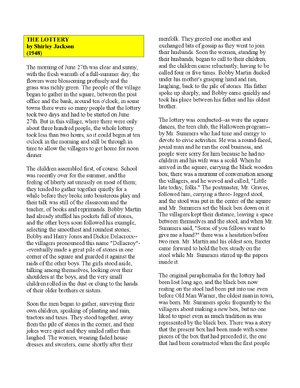 Thumbnail for THE LOTTERY by Shirley Jackson (1948)