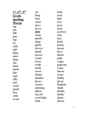 Thumbnail for 1st 2nd 3rd Grade Spelling Words