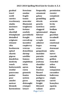 Thumbnail for 2023 2024 Spelling Word List 4 5 6