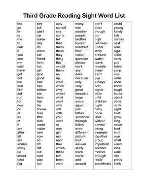 Thumbnail for Third Grade Reading Sight Word List