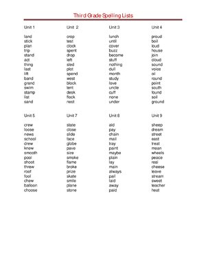 Thumbnail for 3rd Grade Spelling List