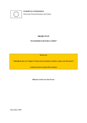 Thumbnail for EUROPEAN COMMISSION “ECONOMICS OF EDUCATION”