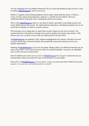 Thumbnail for Mathxl Homework Answers