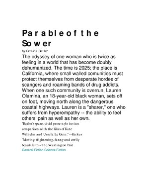 Thumbnail for Parable of the Sower Novel by Octavia E