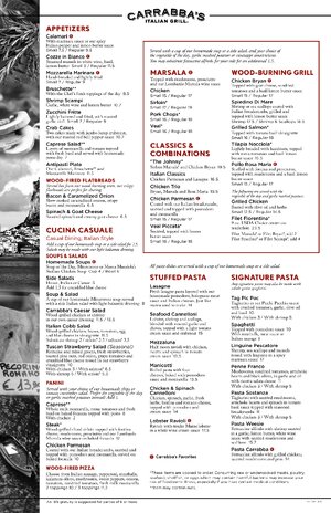 Thumbnail for Carrabba's Menu With Pricing