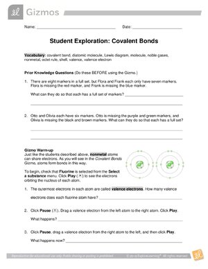 Thumbnail for Covalent Bonds Gizmo Answer