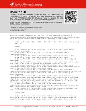Thumbnail for Decreto 160, TRANSPORTES (2023)