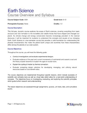 Thumbnail for Earth Science Course Overview and Syllabus