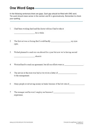 Thumbnail for One Word Gaps