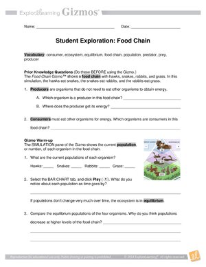 Thumbnail for Student Exploration Food Chain Gizmo Answer Key