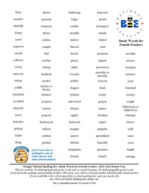 Thumbnail for Grade 4 List