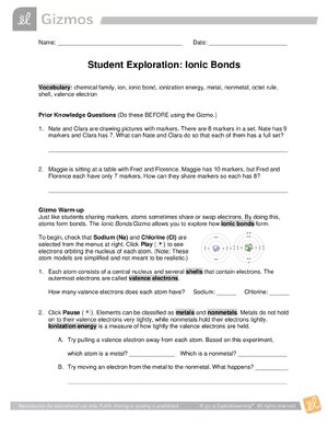Thumbnail for Ionic Bonds Gizmo Answer Key