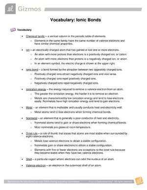 Thumbnail for Gizmo Ionic Bonds Vocabulary