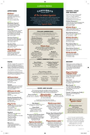 Thumbnail for Carrabba's Lunch Menu With Pricing