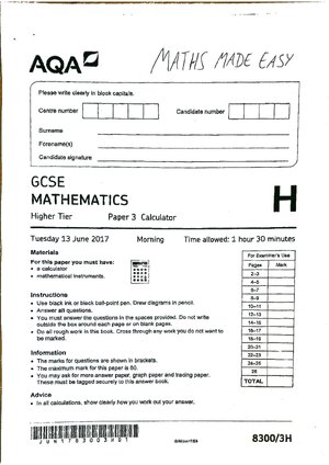 Thumbnail for MME AQA Paper 3H 2017