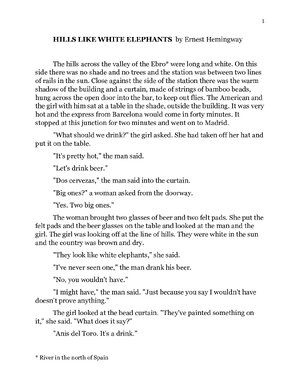 Thumbnail for Hills Like White Elephants By Ernest Hemingway