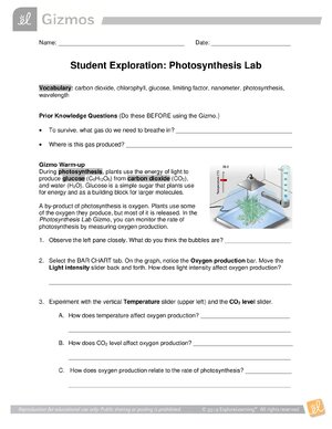 Thumbnail for Gizmo Photosynthesis Lab Answers