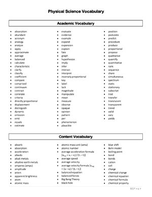 Thumbnail for Physical Science Vocab List
