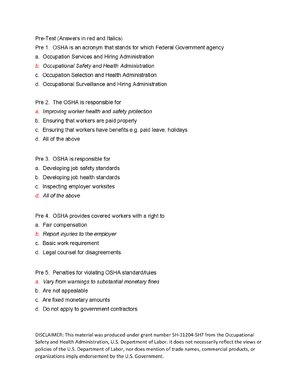 Thumbnail for OSHA 10 Construction Final Exam Answer Key