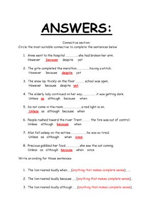 Thumbnail for SPAG Revision Booklet ANSWERS