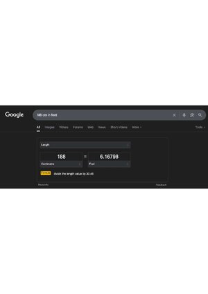 Thumbnail for 188cm in Feet - Google Otsing