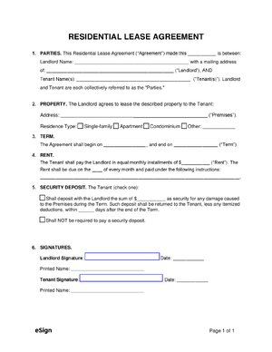 Thumbnail for Simple Residential Lease Agreement