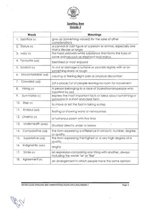 Thumbnail for Spelling Bee Grade 3