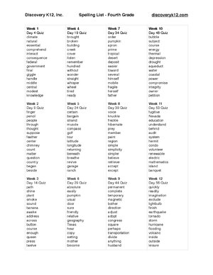 Thumbnail for Spelling List 4th