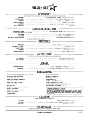 Thumbnail for MISSION BBQ Takeout Menu PDF