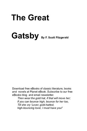 Thumbnail for The Great Gatsby (Book ) - by F