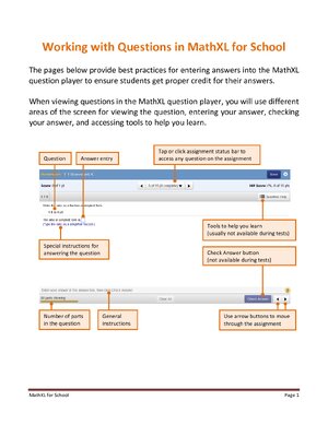 Thumbnail for Working With Questions In MathXL For School