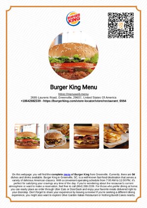 Thumbnail for Burger King Menu