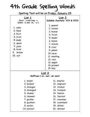 Thumbnail for 4th Grade Spelling Words