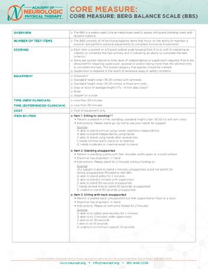 Thumbnail for Core Measure Berg Balance Scale