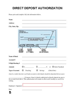 Thumbnail for Generic Direct Deposit Authorization Form