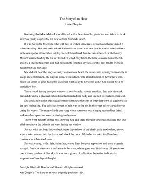 Thumbnail for The Story of an Hour Short story by Kate Chopin