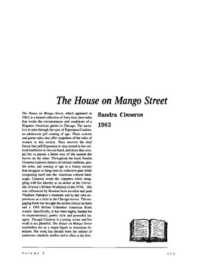 Thumbnail for House on Mango Street - Sandra Cisneros (1983)