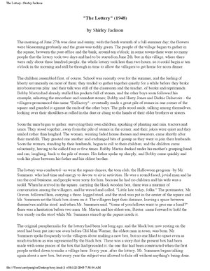 Thumbnail for The Lottery--Shirley Jackson