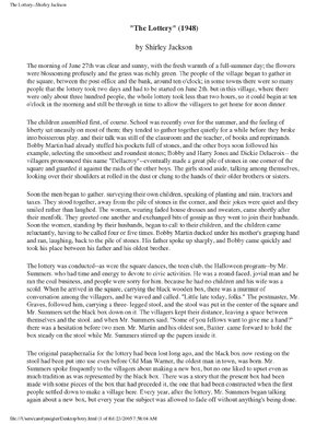 Thumbnail for The Lottery--Shirley Jackson