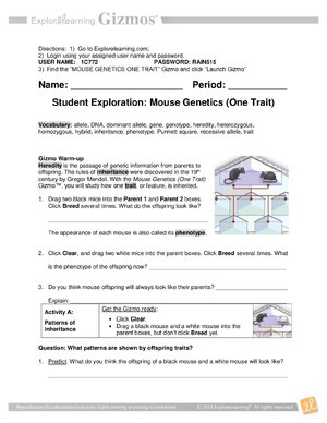 Thumbnail for Mouse Genetics Gizmo Answer Key