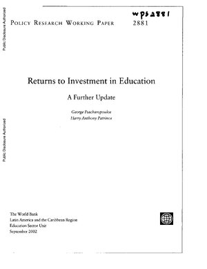 Thumbnail for Returns to Investment in Education
