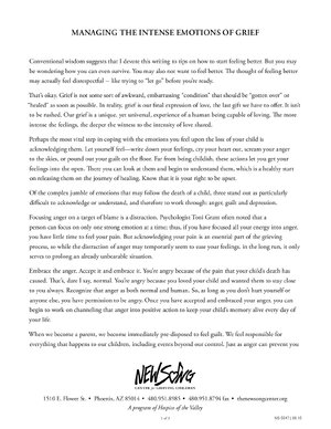 Thumbnail for MANAGING THE INTENSE EMOTIONS OF GRIEF