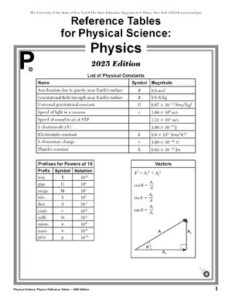 Physics Reference Tables 2025 thumbnail