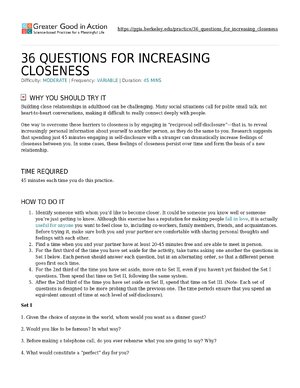 Thumbnail for Practice 36 Questions For Increasing Closeness